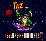Taz in Escape from Mars Title Screen